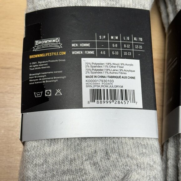 Browning Women's Rowan Heavyweight Wool Boot Socks 4 PAIRS M/6-10 Hunting Grey - Picture 4 of 5